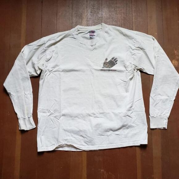 Vtg 90s DESCHUTES BREWERY Jubelale Graphic Oregon Beer Longsleeve T Shirt Lg - Picture 2 of 4